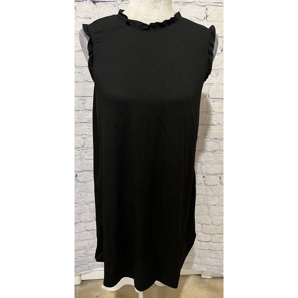 AB Studio Black Sleeveless Dress with Ruffled Trim Size Medium